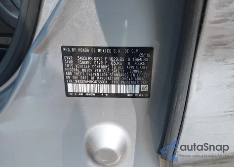 2019 Honda Fit Lx from USA, damaged, VIN 3HGGK5H48KM733864